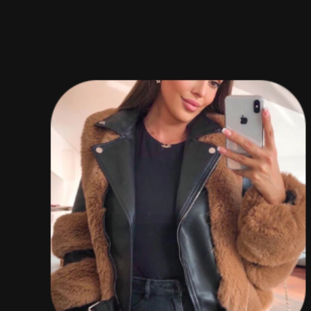 Camel faux fur jacket